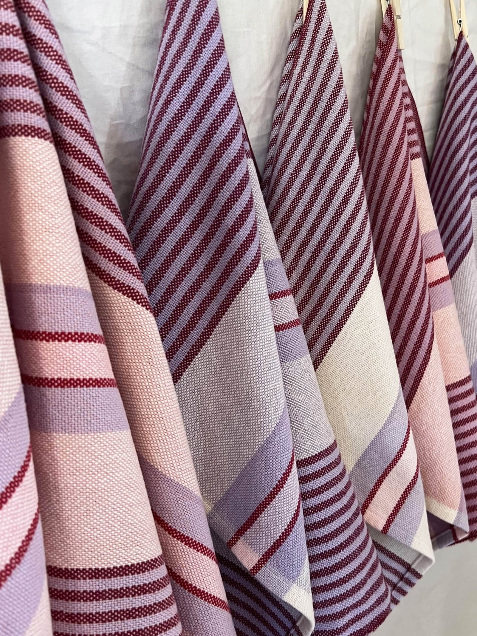 Signature Stripes Tea Towel in Berries and Cream - Pink - Image 7