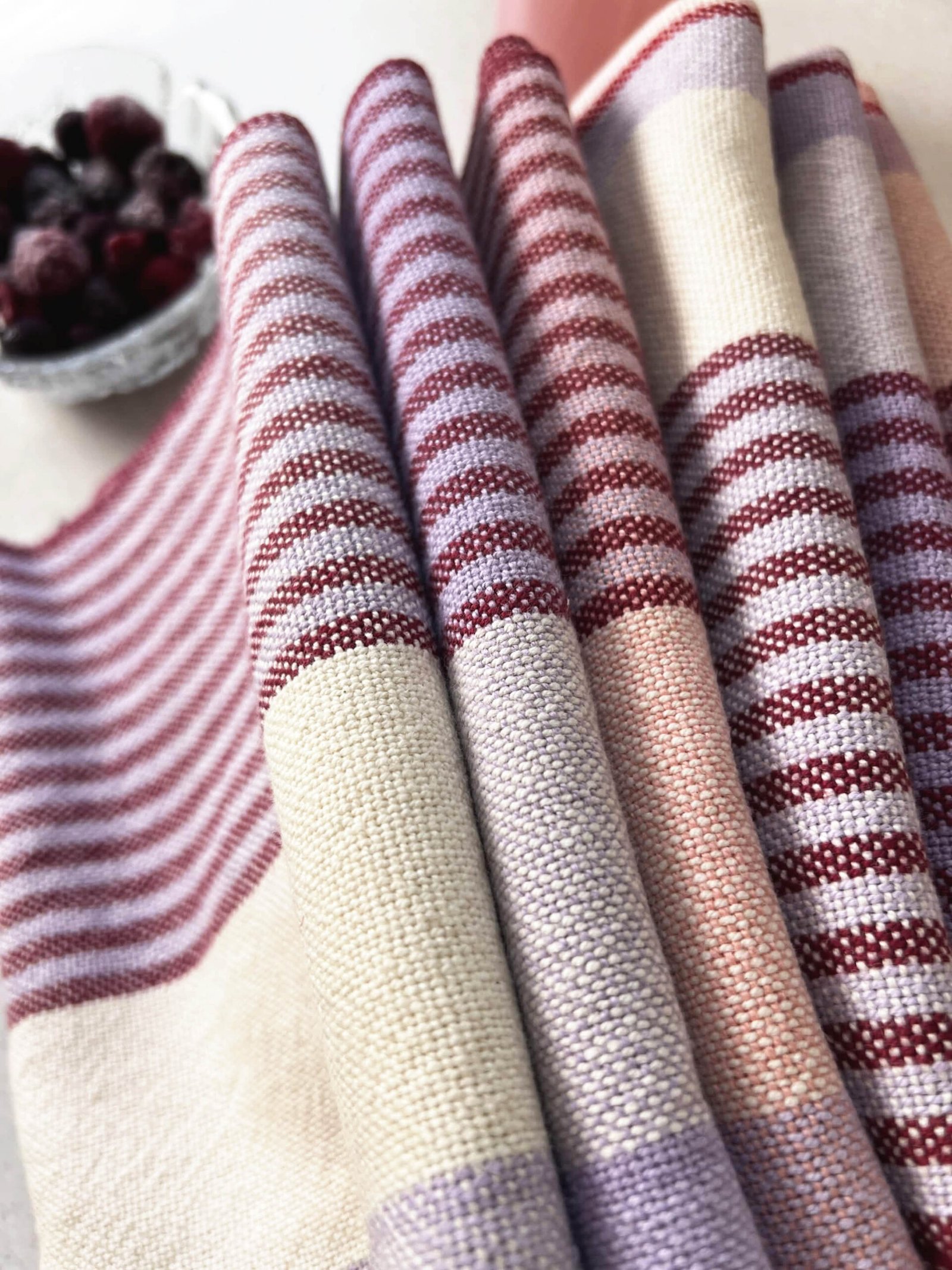 Signature Stripes Tea Towel in Berries and Cream - Pink - Image 6