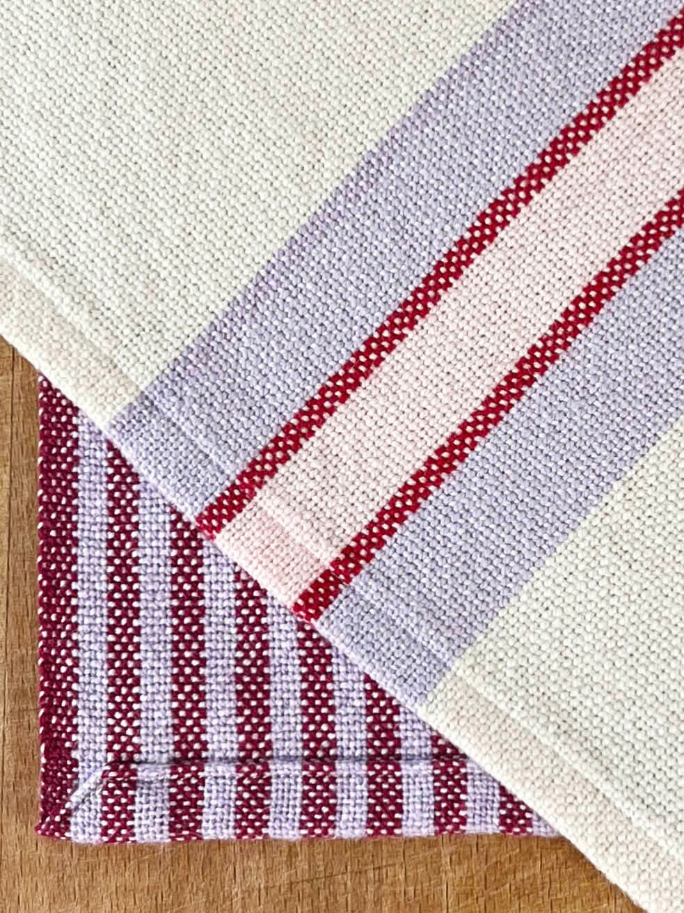 Signature Stripes Tea Towel in Berries and Cream - White - Image 3