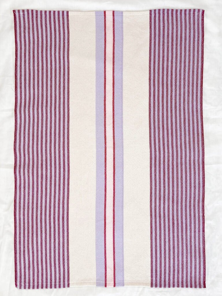 Signature Stripes Tea Towel in Berries and Cream - White