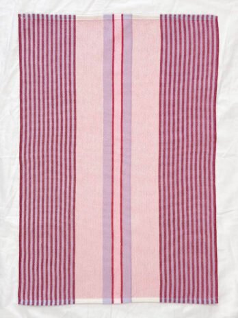 Signature Stripes Tea Towel in Berries and Cream – Pink