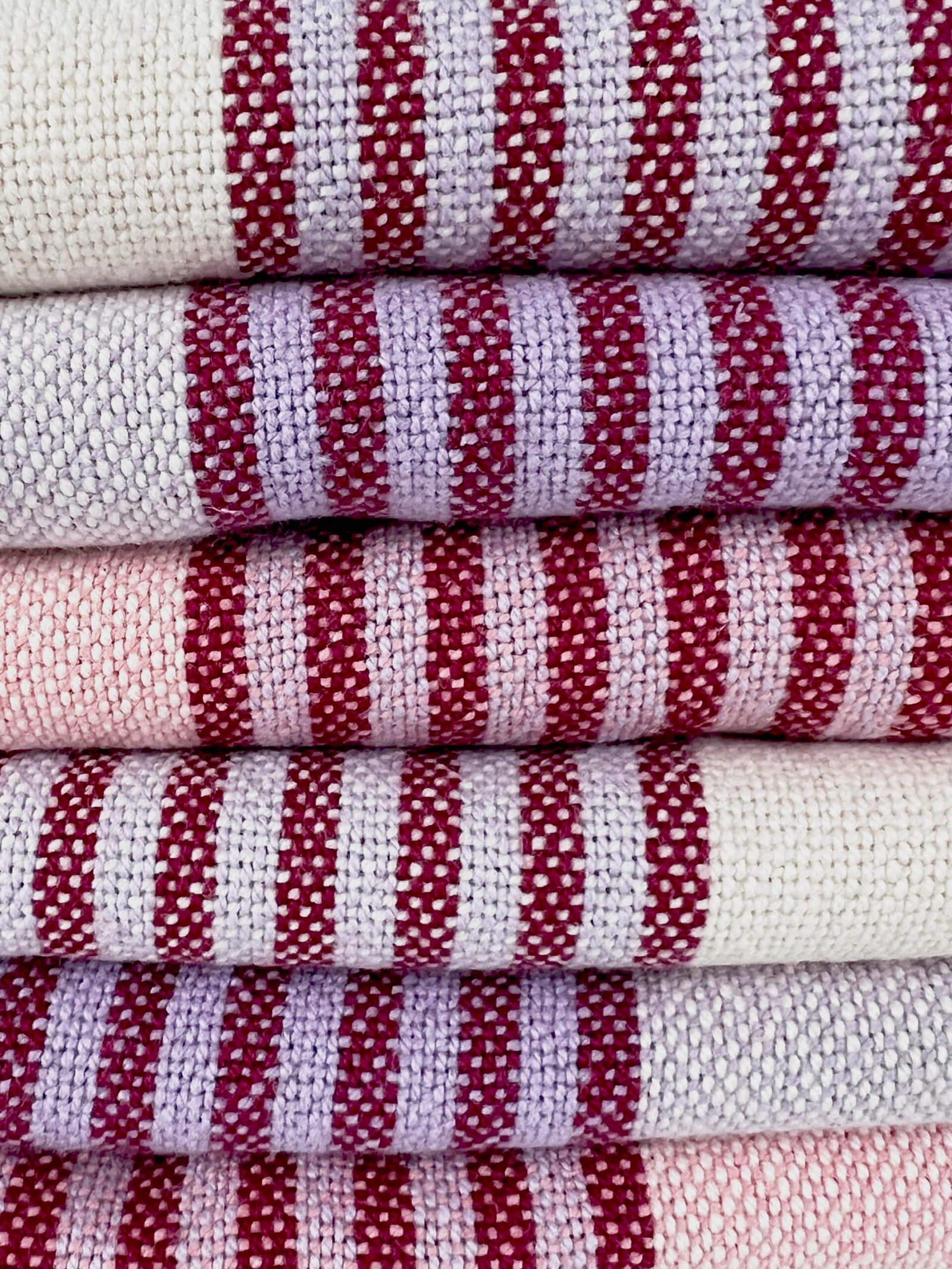 Signature Stripes Tea Towel in Berries and Cream - Pink - Image 5