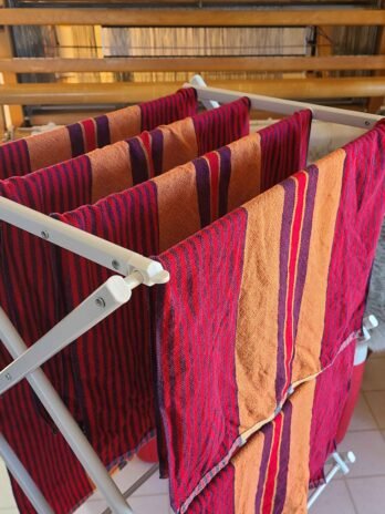Signature Stripes Tea Towel in Blood Orange