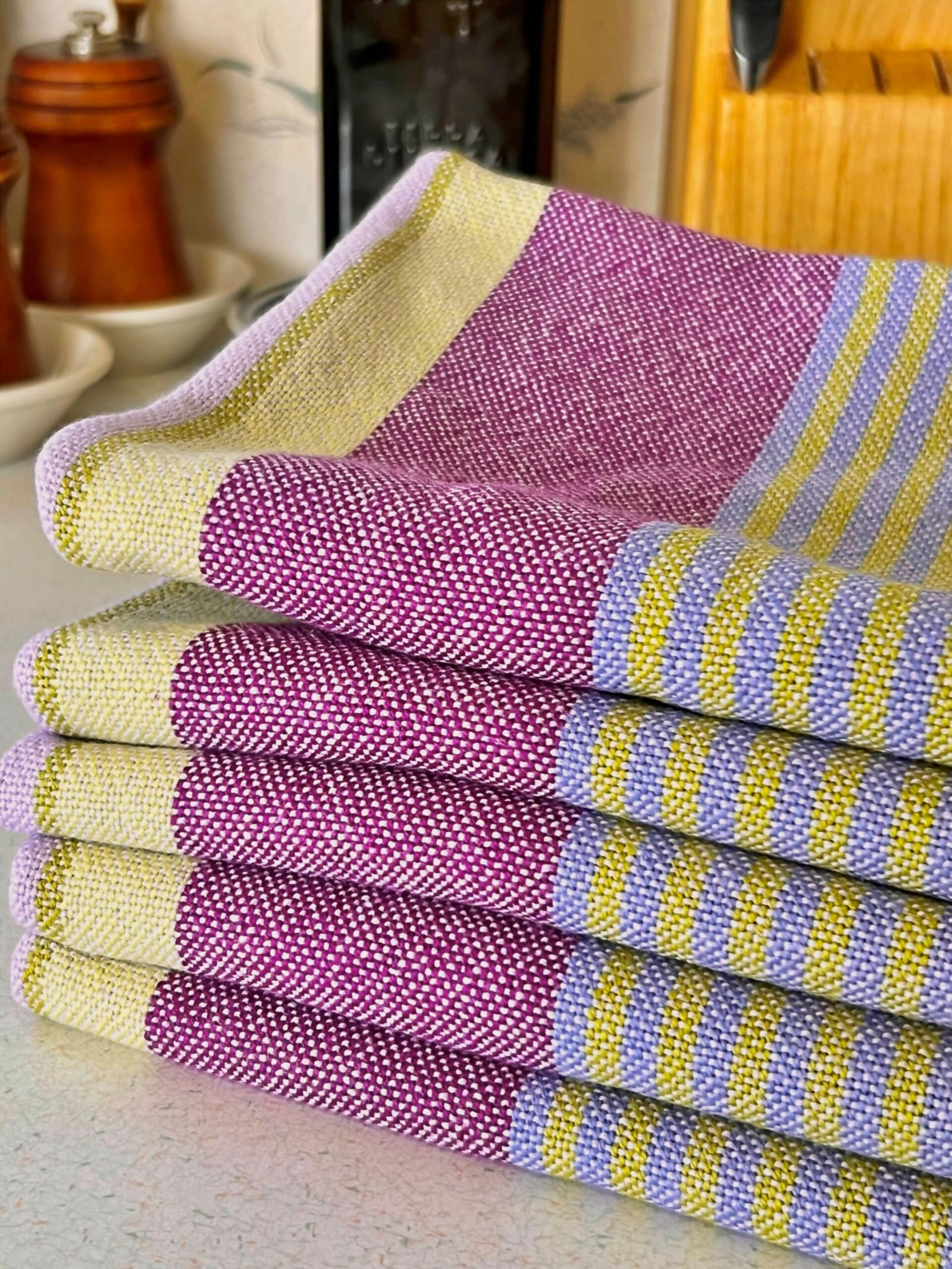 Signature Stripes Tea Towel in Lilac - Image 7