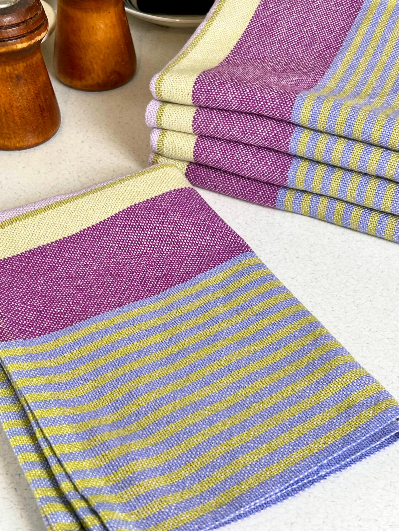 Signature Stripes Tea Towel in Lilac - Image 4