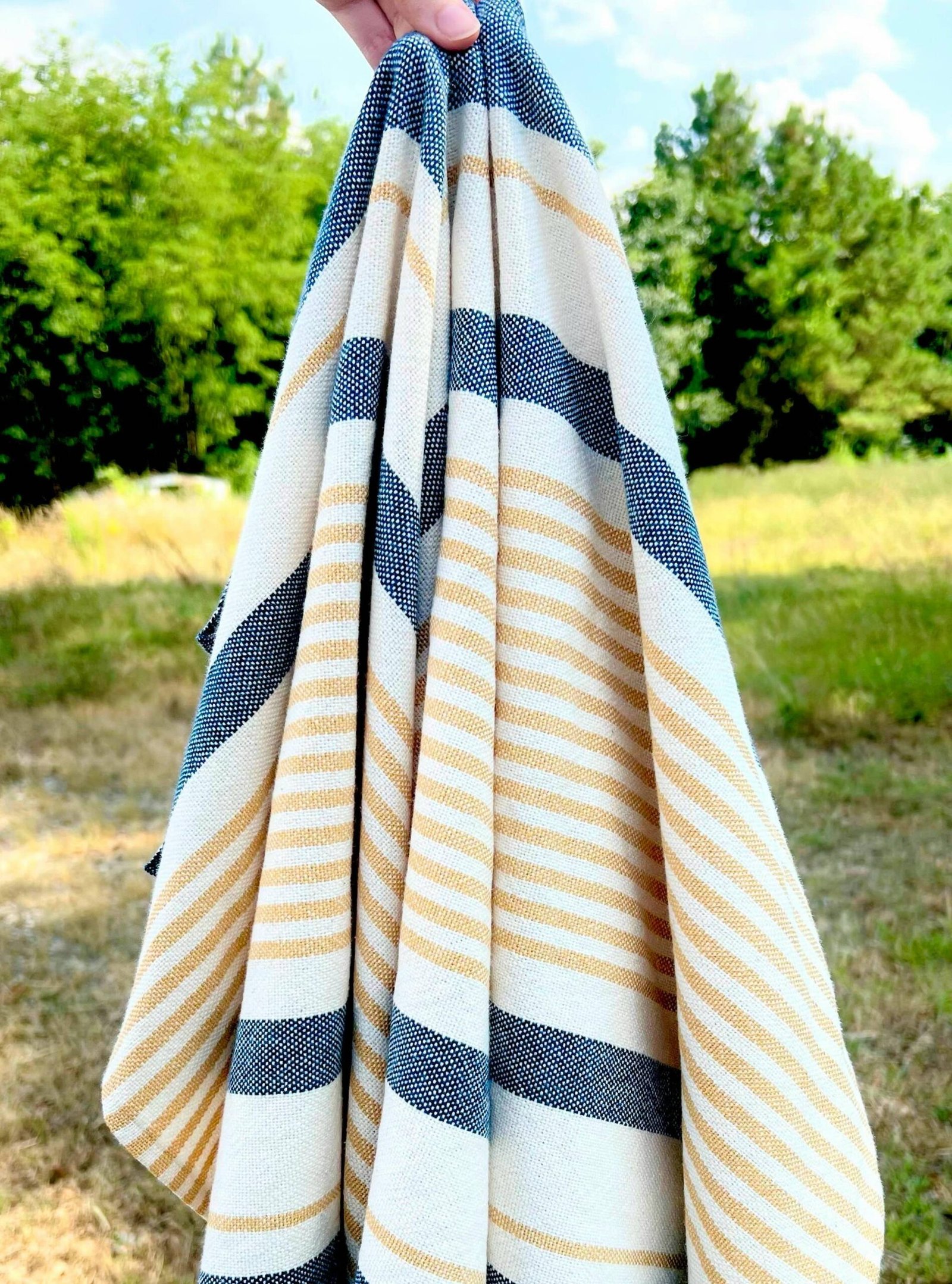 Handwoven Cotton Tea Towel in Nautical - Image 7