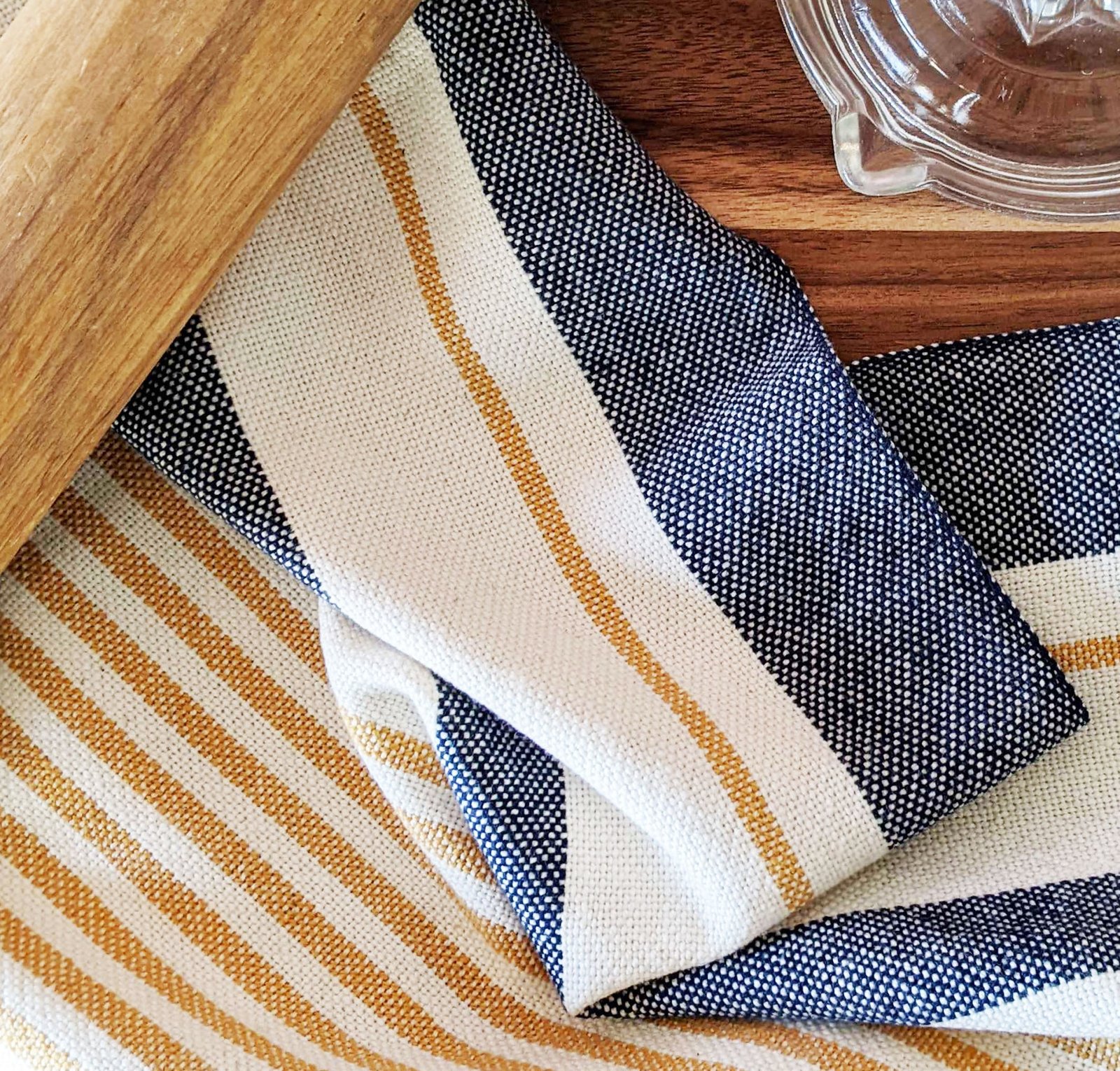 Handwoven Cotton Tea Towel in Nautical - Image 2