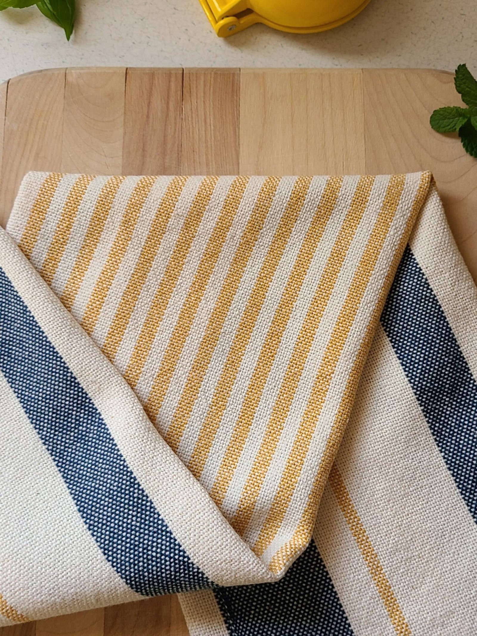 Handwoven Cotton Tea Towel in Nautical - Image 4