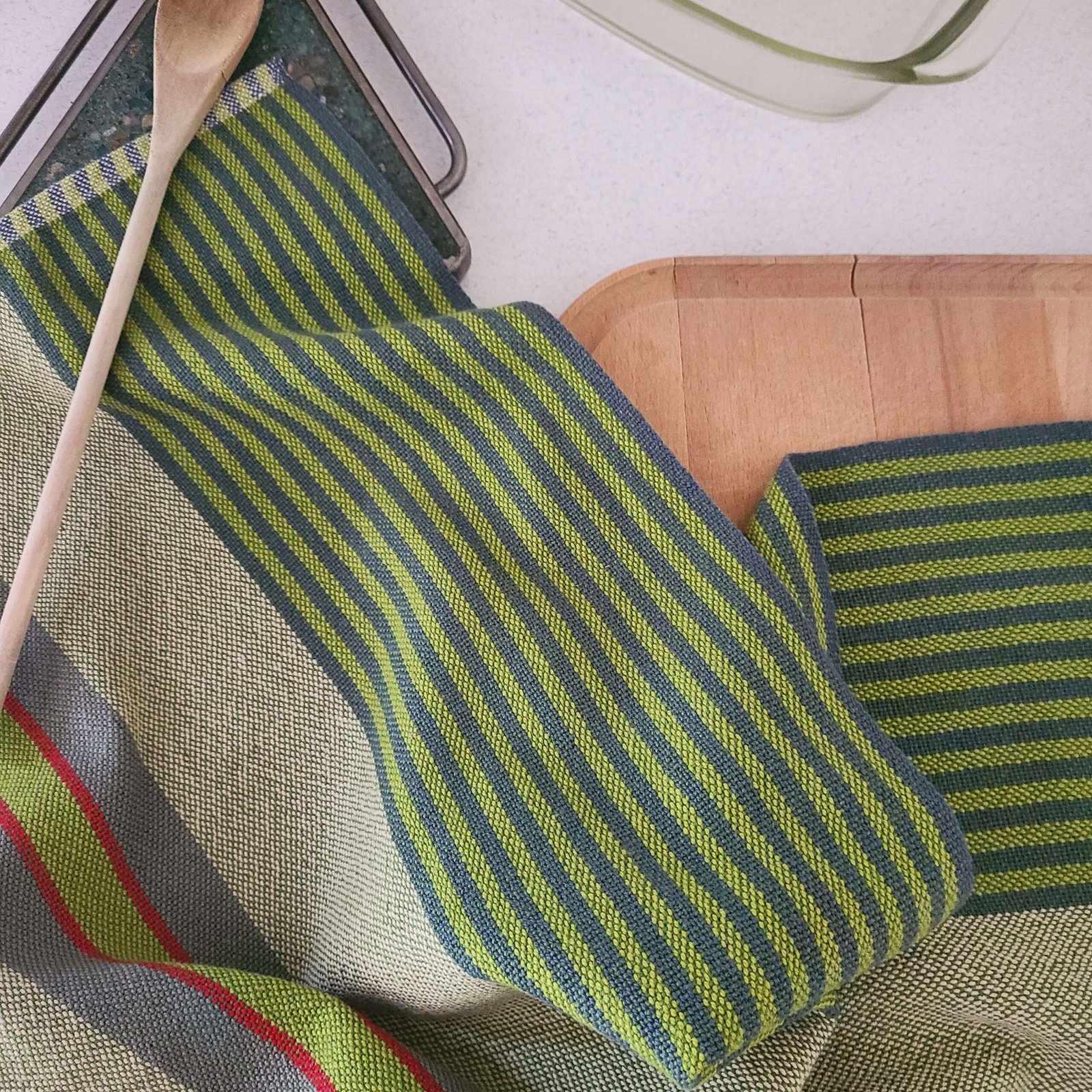 Signature Stripes Tea Towel in Pistachio - Image 2