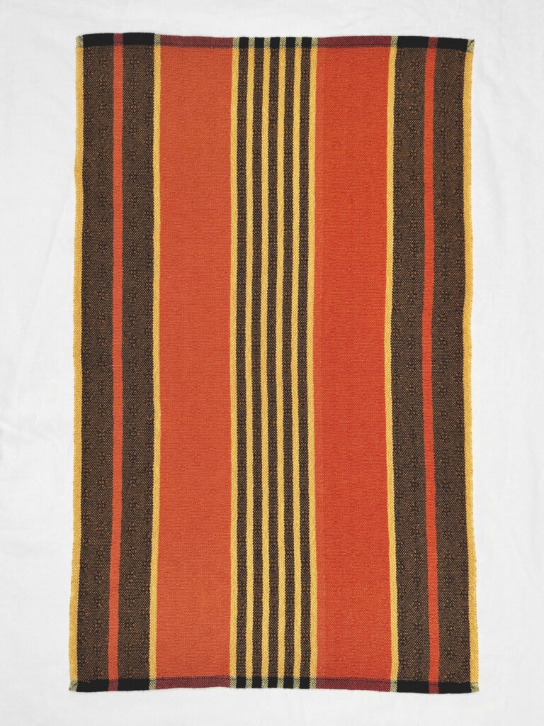 Handwoven Cotton Tea Towel in Halloween Stripes