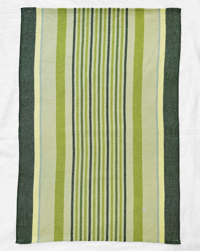 Handwoven Cotton Tea Towel in Verdant Greeen