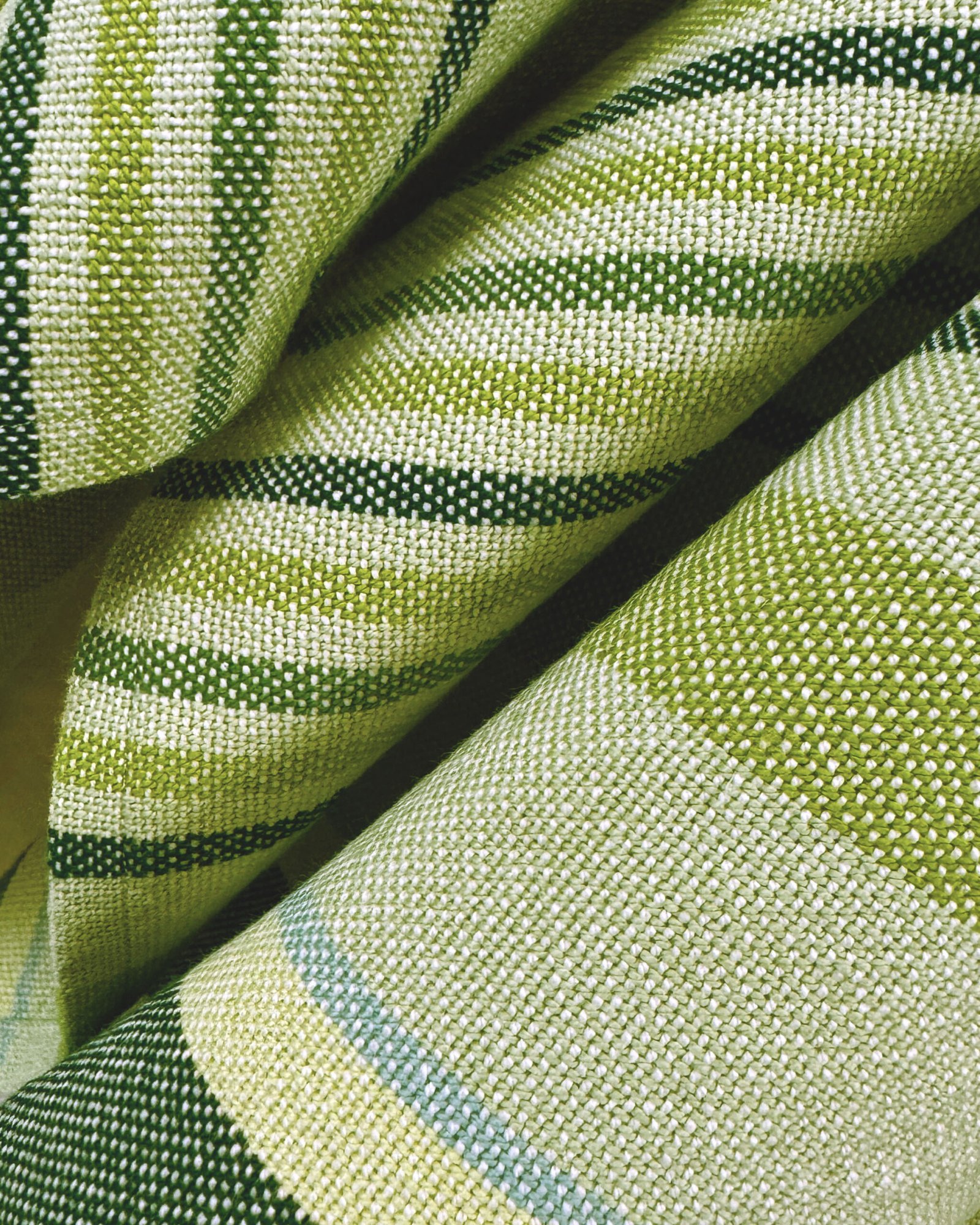 close up of a green striped towel