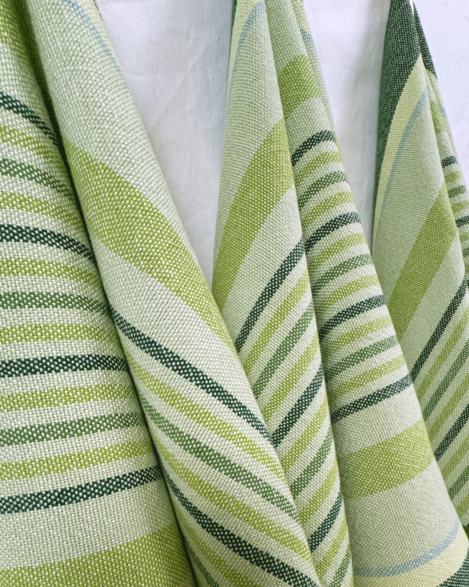 hanging striped green towels
