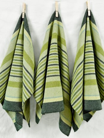 Handwoven Cotton Tea Towel in Verdant Greeen